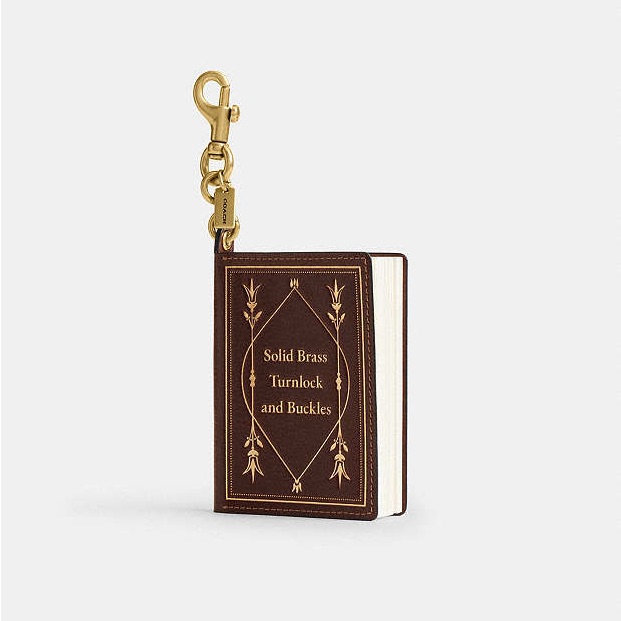 Coach Notebook Book Bag Charm Brown Leather Nwt